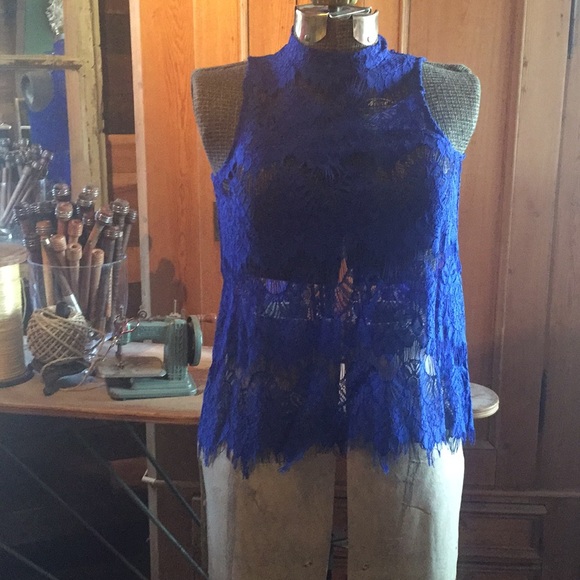 Tops - Electric blue lace blouse